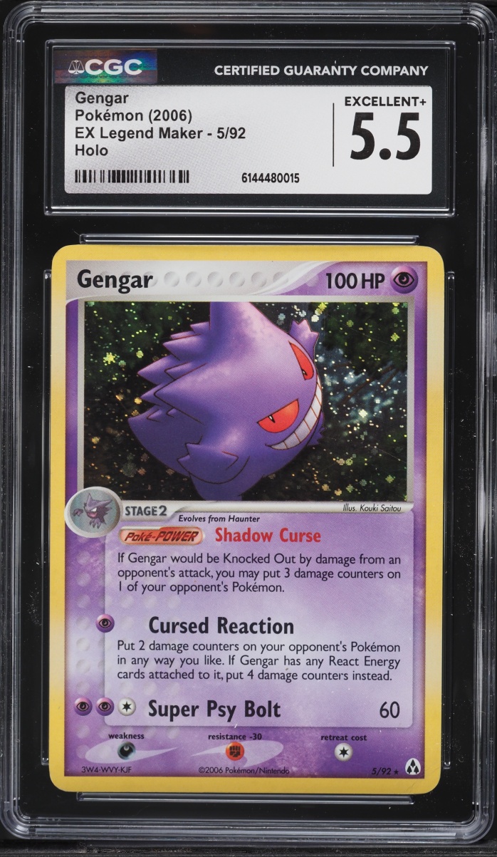 2006 Pokemon EX Legend Maker Holo Gengar #5 CGC 5.5 EX+