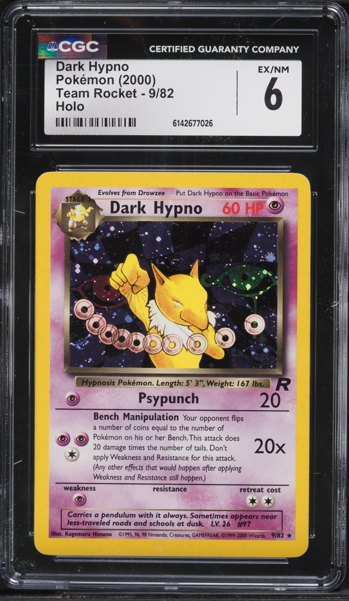 2000 Pokemon Team Rocket Holo Dark Hypno #9 CGC 6 EXMT