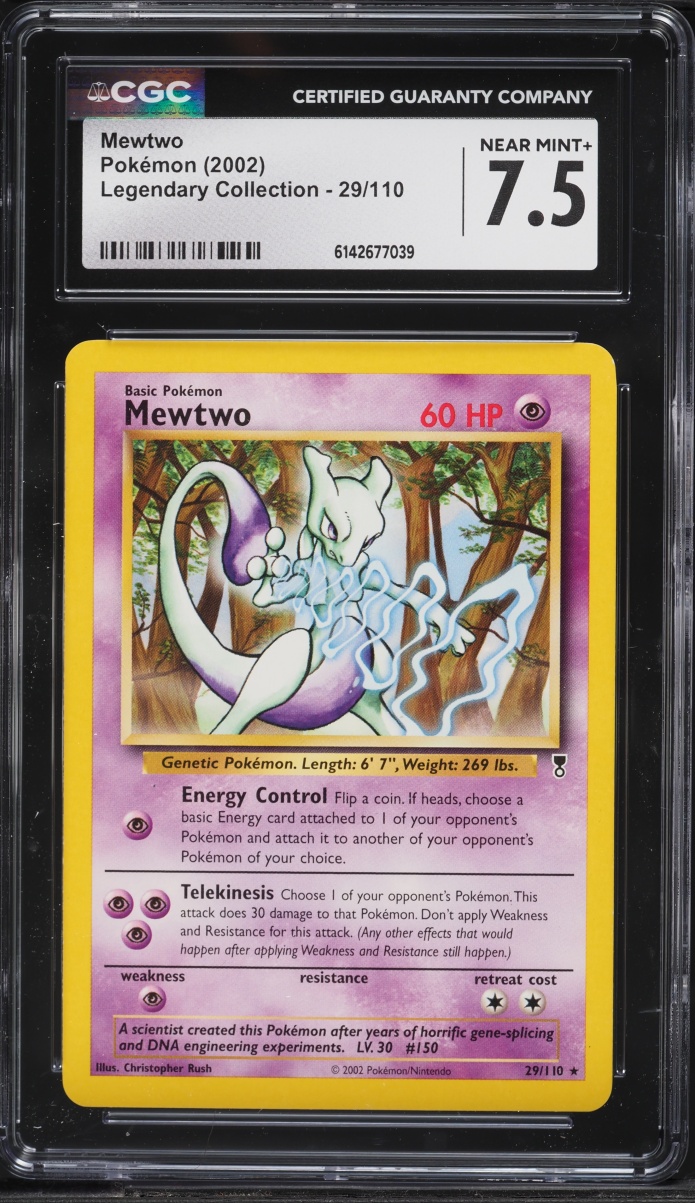 2002 Pokemon Legendary Collection Mewtwo #29 CGC 7.5 NRMT+