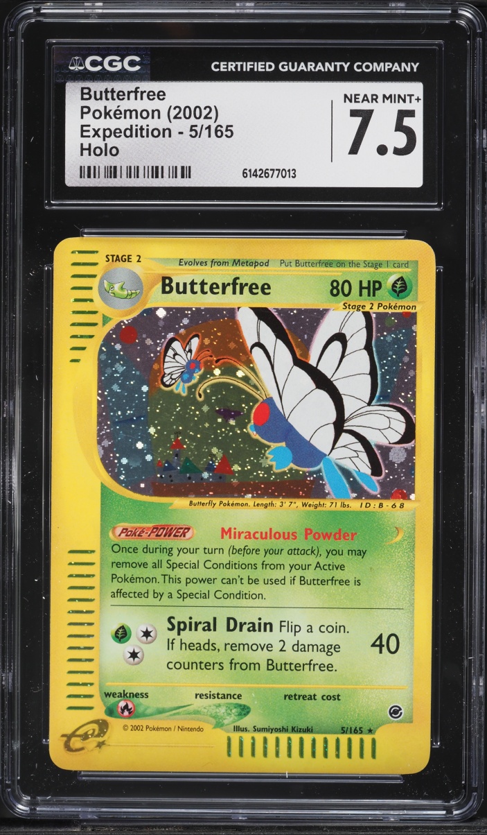 2002 Pokemon Expedition Holo Butterfree #5 CGC 7.5 NRMT+