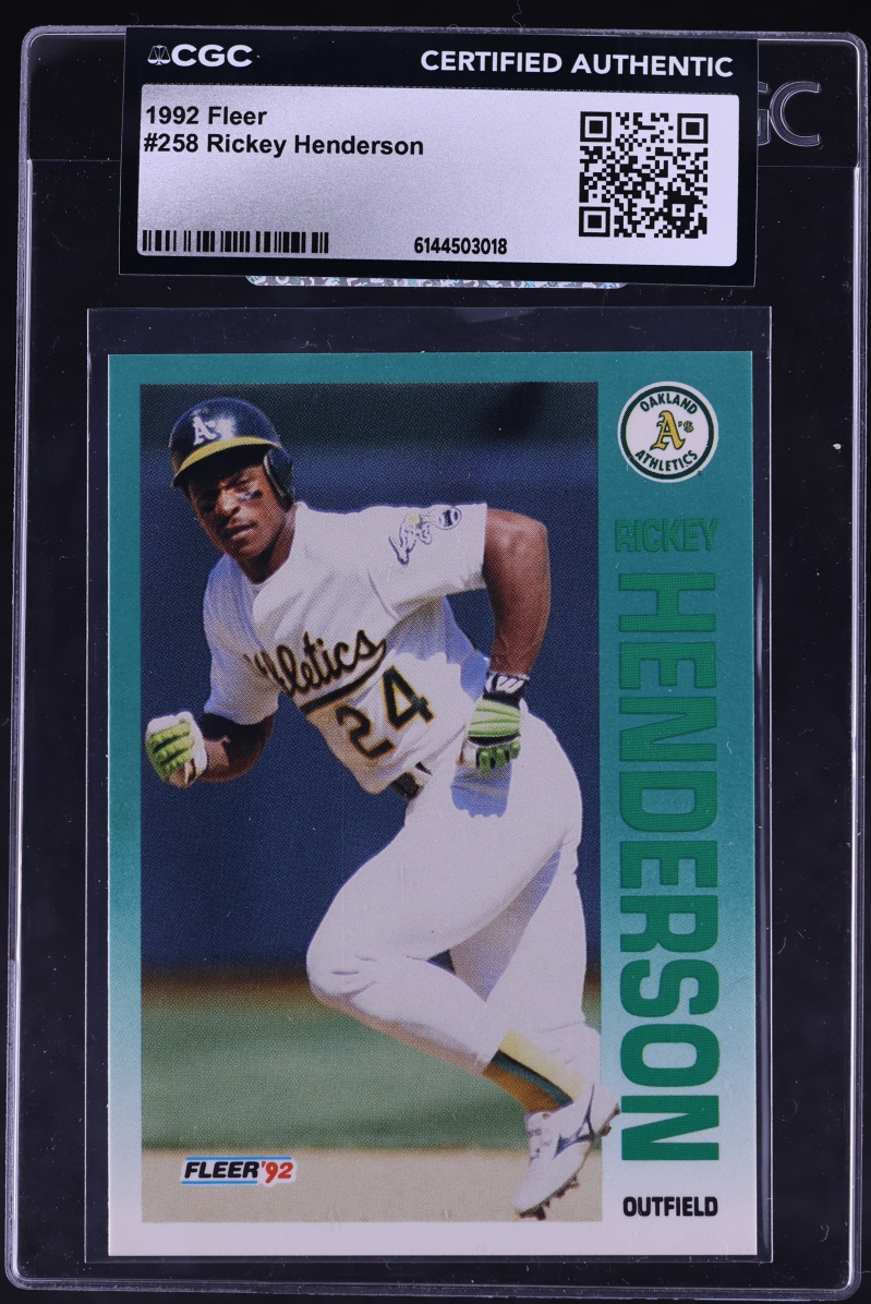 1992 Fleer Rickey Henderson #258 CGC AUTH