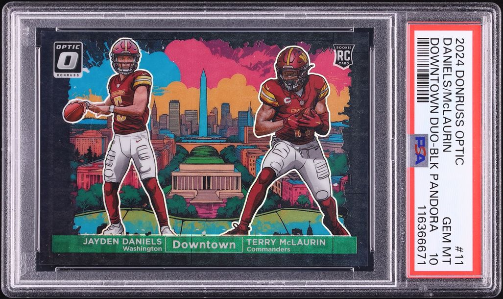 2024 Donruss Optic Downtown Black Pandora Terry Mclaurin Jayden Daniels ROOKIE /25 #11 PSA 10