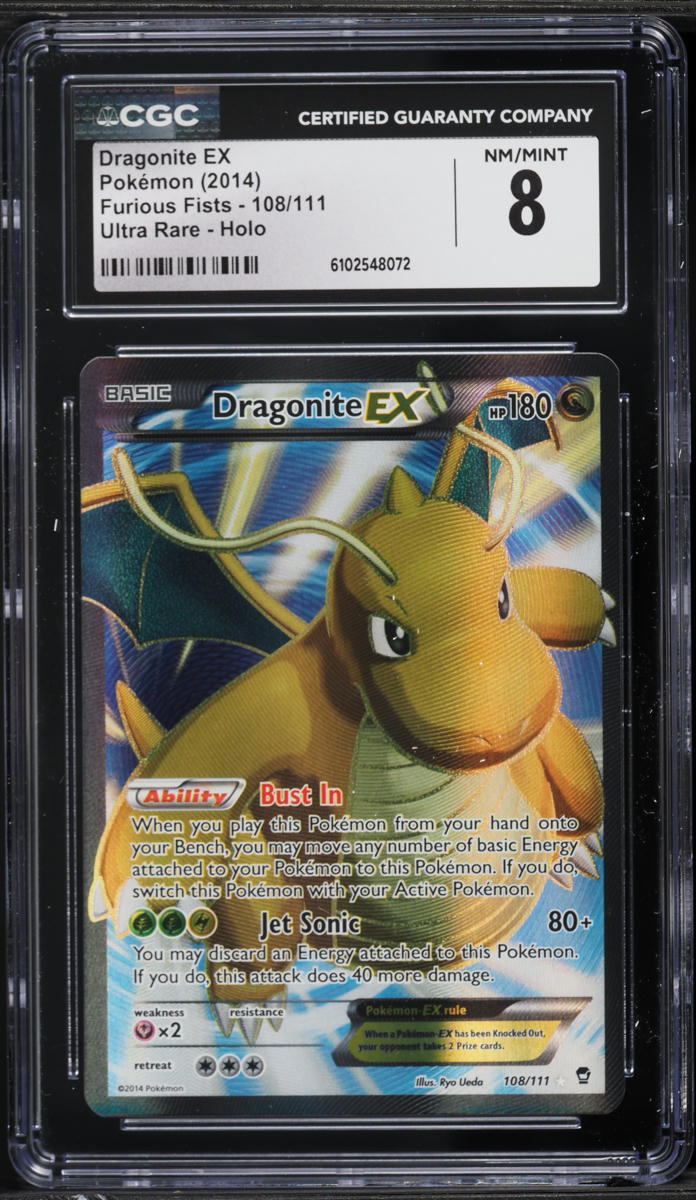2014 Pokemon XY Furious Fists Full Art Dragonite EX #108 CGC 8 NM-MT