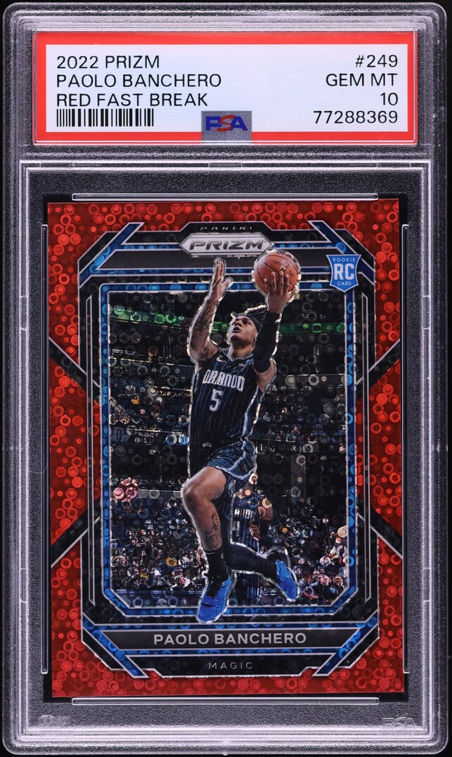2022 Panini Prizm Red Fast Break Paolo Banchero ROOKIE /100 #249 PSA 10 GEM MINT