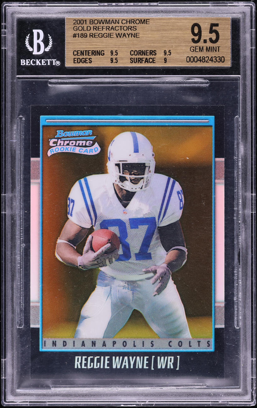 2001 Bowman Chrome Gold Refractor Reggie Wayne ROOKIE /99 #189 BGS 9.5 GEM MINT