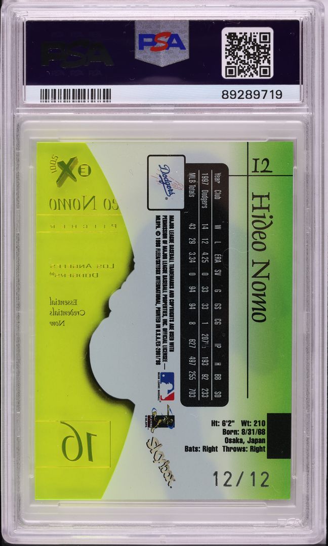 1998 Skybox E-X2001 Essential Credentials Now Hideo Nomo 12/12 #12 PSA 8 NM-MT