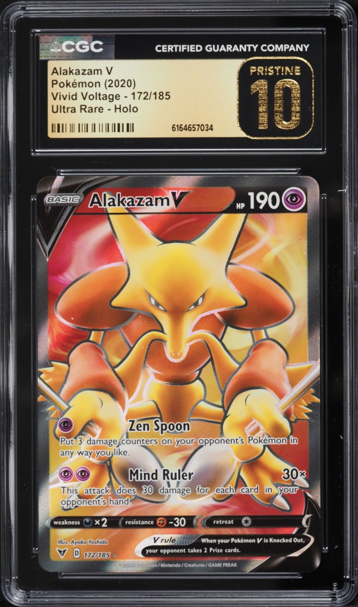 2020 Pokemon Sword & Shield Vivid Voltage Full Art Alakazam V #172 CGC 10 PRISTINE