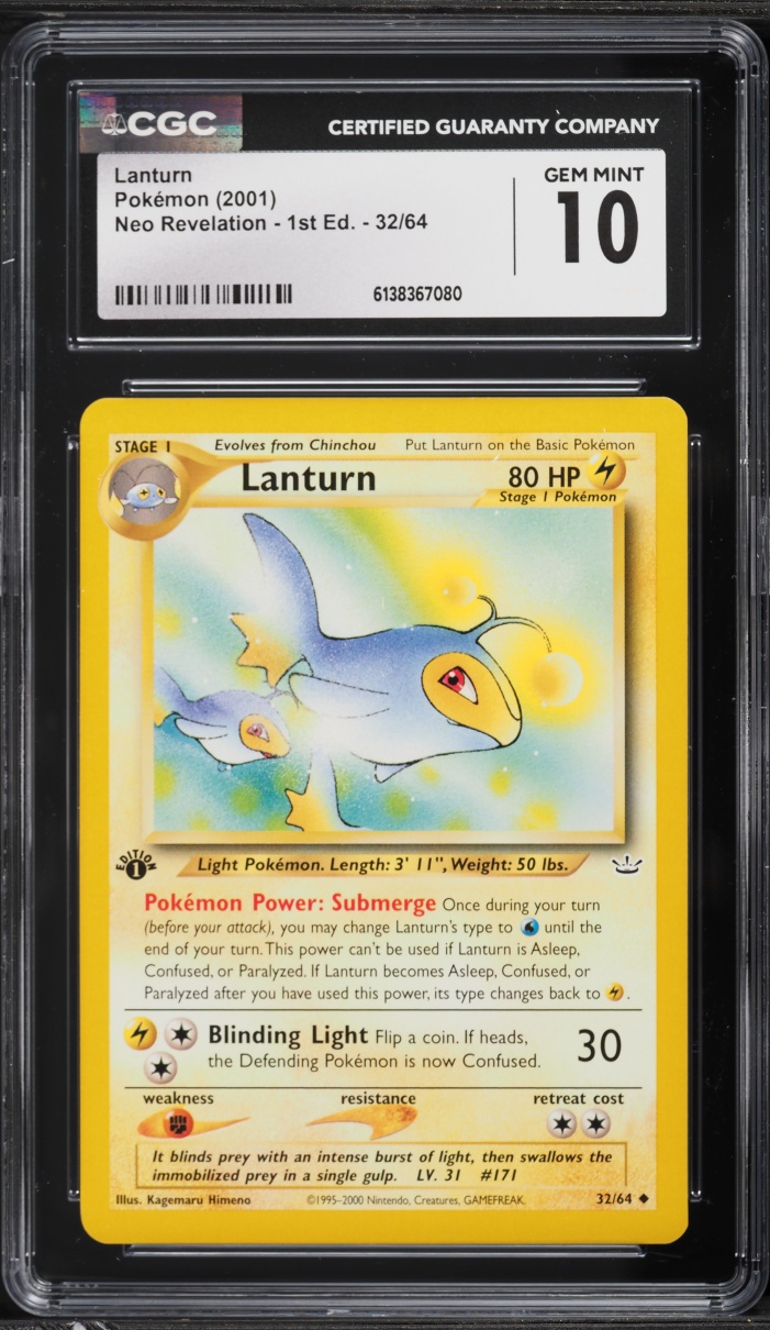2001 Pokemon Neo Revelation 1st Edition Lanturn #32 CGC 10 GEM MINT