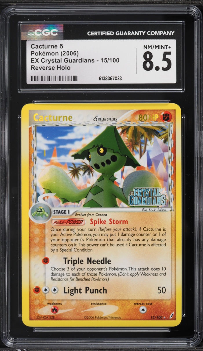 2006 Pokemon EX Crystal Guardians Reverse Holo Cacturne #15 CGC 8.5 NM-MT+