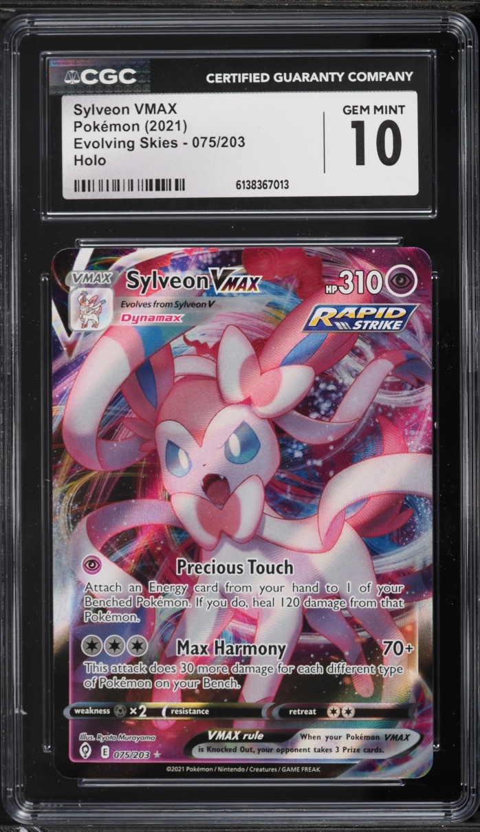 2021 Pokemon Sword & Shield Evolving Skies Full Art Sylveon VMAX #75 CGC 10 GEM MINT