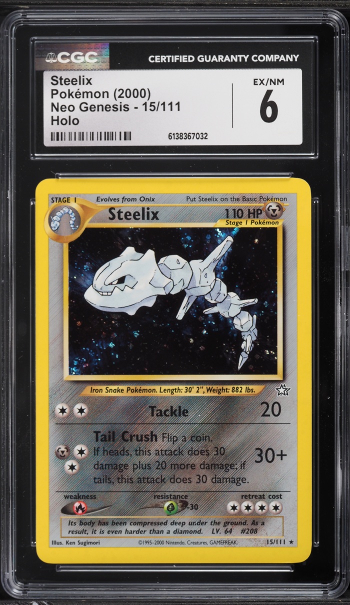 2000 Pokemon Neo Genesis Holo Steelix #15 CGC 6 EXMT