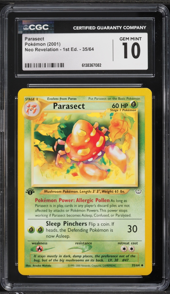 2000 Pokemon Neo Genesis 1st Edition Parasect #35 CGC 10 GEM MINT