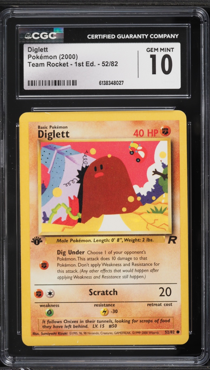 2000 Pokemon Team Rocket 1st Edition Diglett #52 CGC 10 GEM MINT