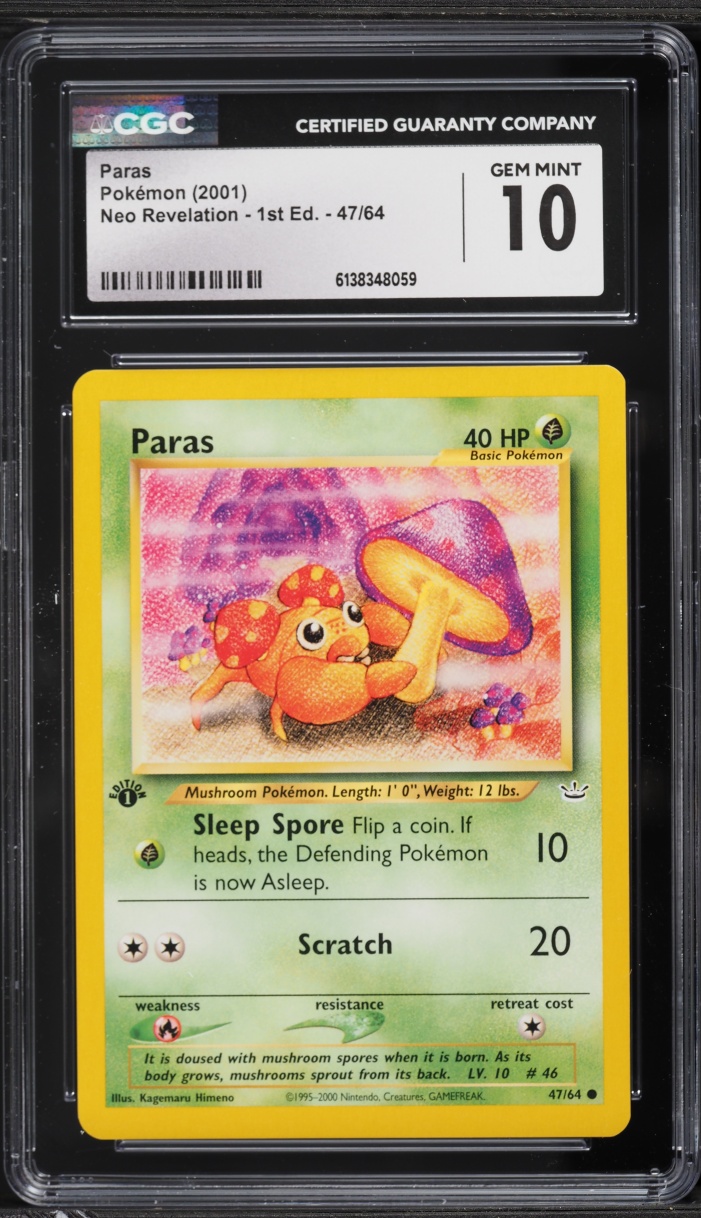 2001 Pokemon Neo Revelation 1st Edition Paras #47 CGC 10 GEM MINT