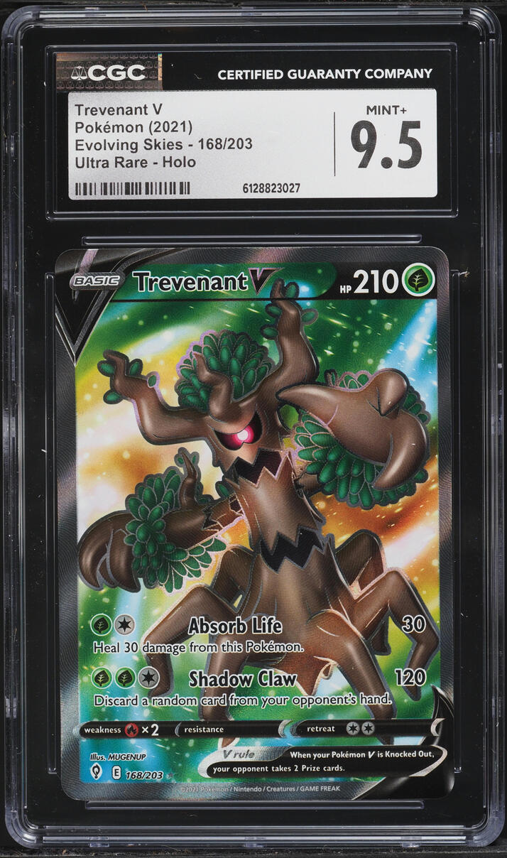 2021 Pokemon Sword & Shield Evolving Skies Full Art Trevenant V #168 CGC 9.5 MINT+