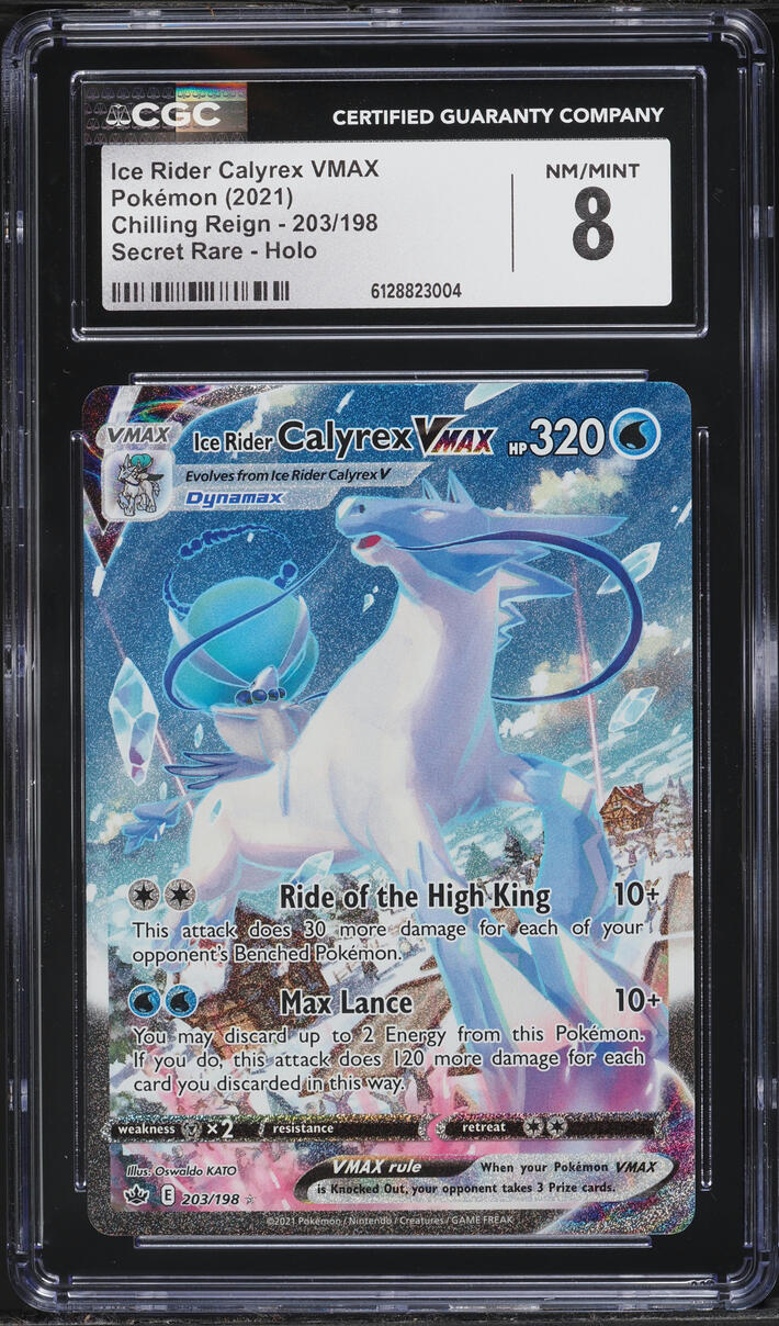 2021 Pokemon Sword & Shield Chilling Reign SEC Ice Rider Calyrex VMAX #203 CGC 8 NM-MT