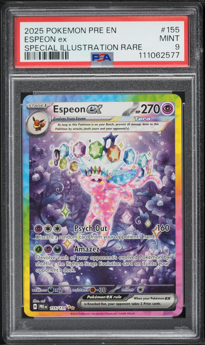 2025 Pokemon Scarlet & Violet Prismatic Evolutions SIR Espeon ex #155 PSA 9 MINT