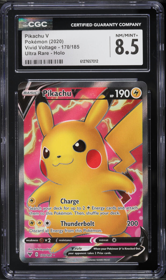 2020 Pokemon Sword & Shield Vivid Voltage Full Art Pikachu V #170 CGC 8.5 NM-MT+