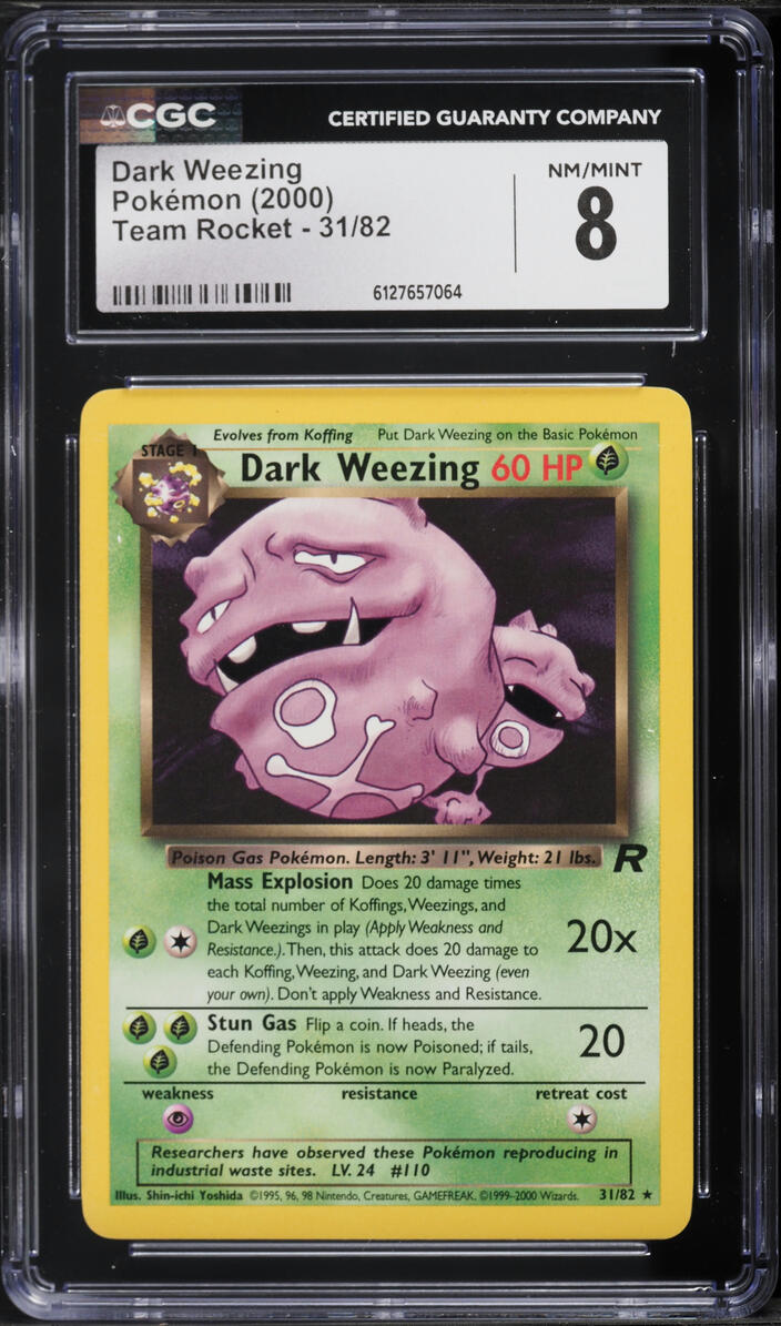 2000 Pokemon Team Rocket Dark Weezing #31 CGC 8 NM-MT