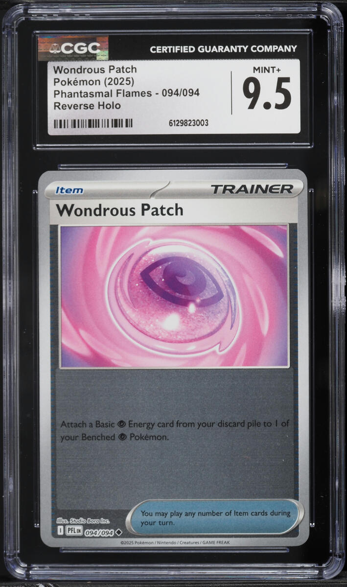 2025 Pokemon Mega Evolution Phantasmal Flames Reverse Holo Wondrous Patch #094 CGC 9.5 MINT+