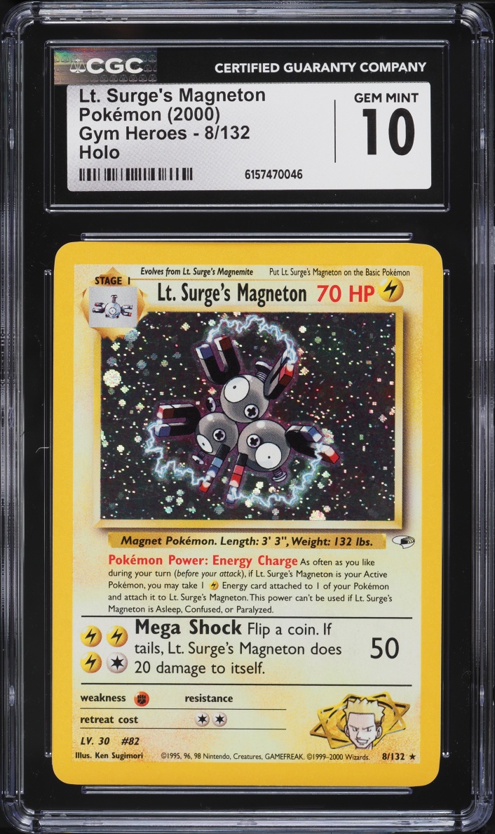 2000 Pokemon Gym Heroes Holo Lt. Surge's Magneton #8 CGC 10 GEM MINT