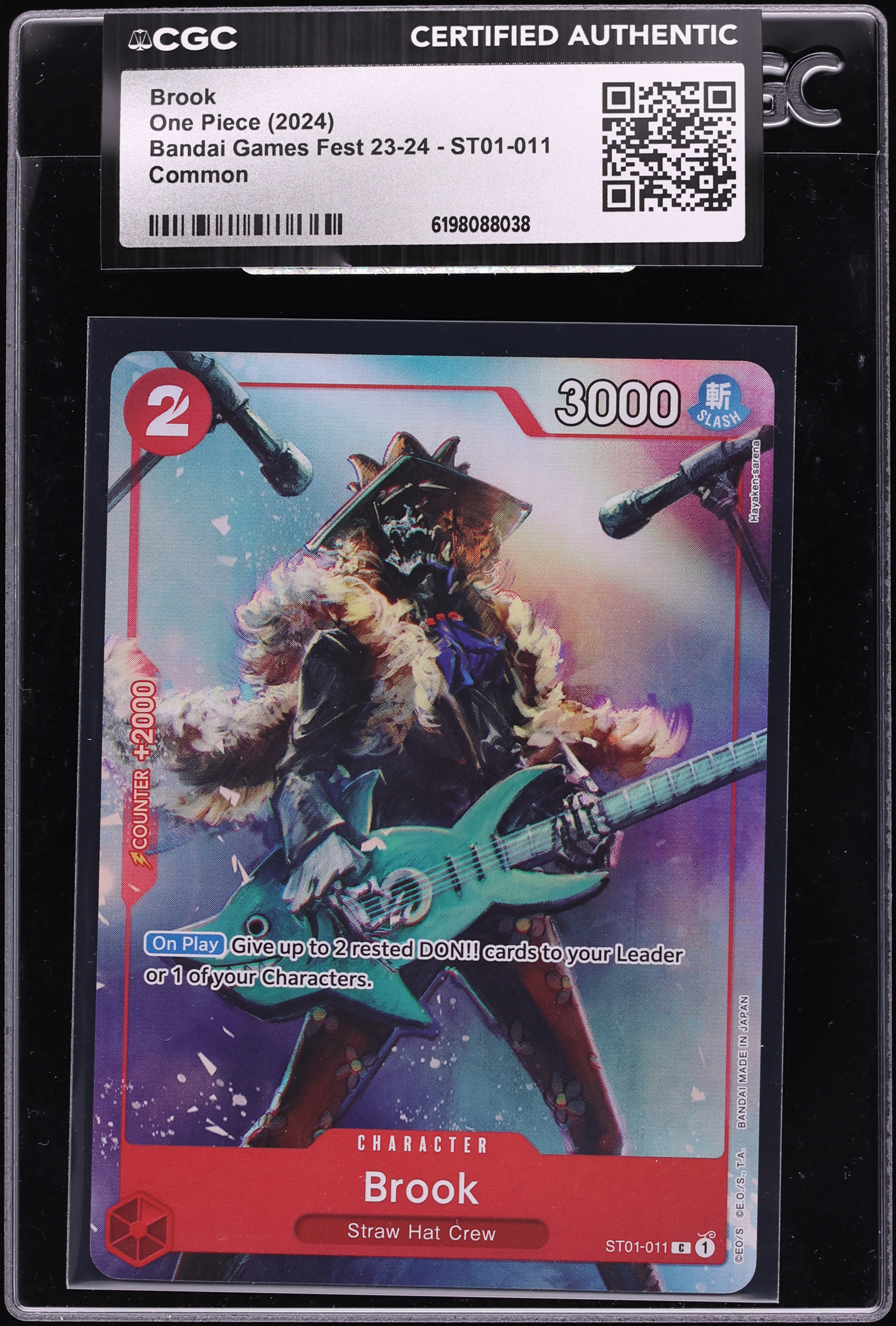 2024 One Piece Bandai Games Fest '23-'24 Alt Art Brook #ST01-011 CGC AUTH