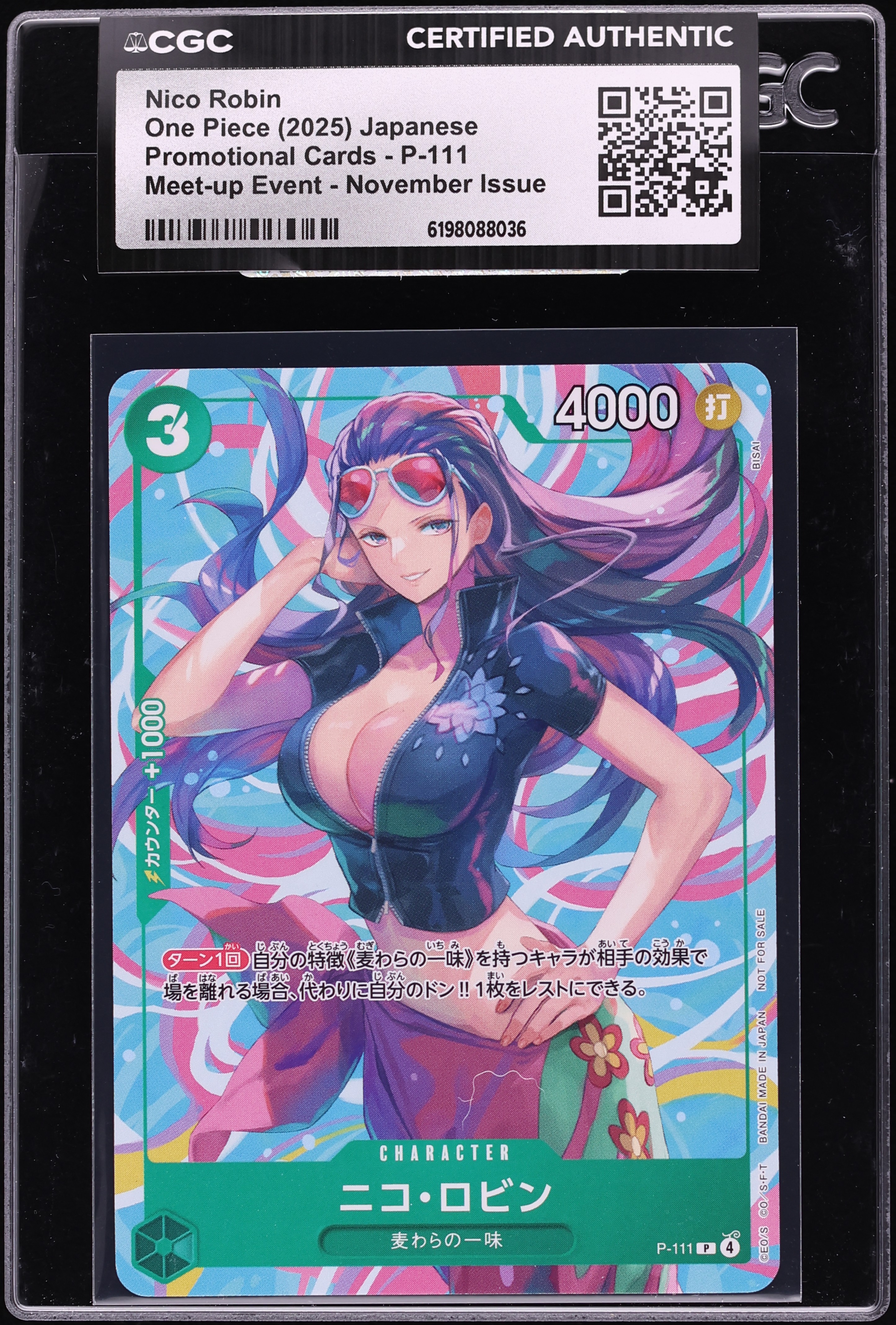 2025 One Piece Japanese Promo Meet-Up Event November Issue Alt Art Nico Robin #P-111 CGC AUTH