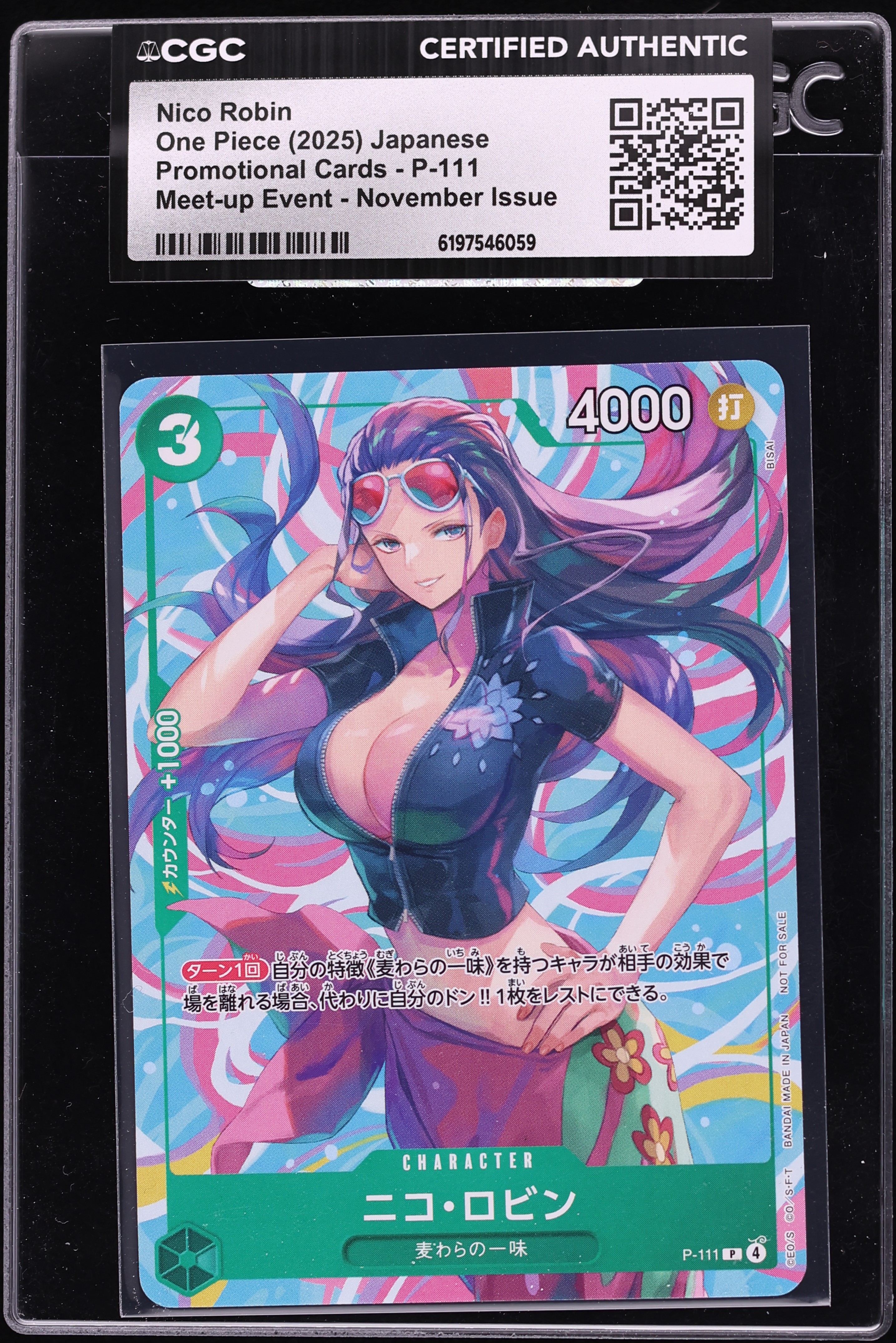 2025 One Piece Japanese Promo Meet-Up Event November Issue Alt Art Nico Robin #P-111 CGC AUTH