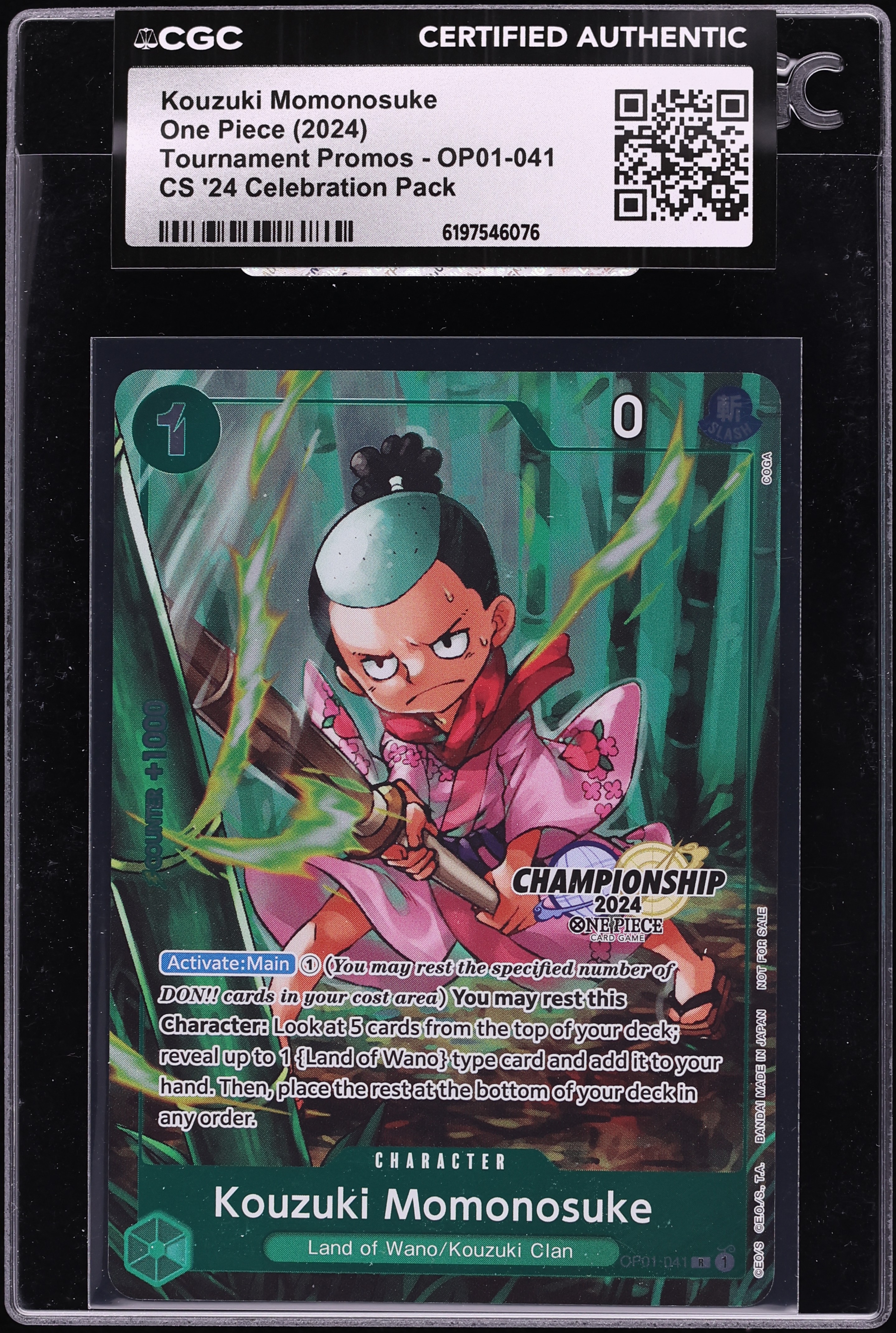 2024 One Piece Promo Championship Celebration Pack Alt Art Kouzuki Momonosuke CGC AUTH