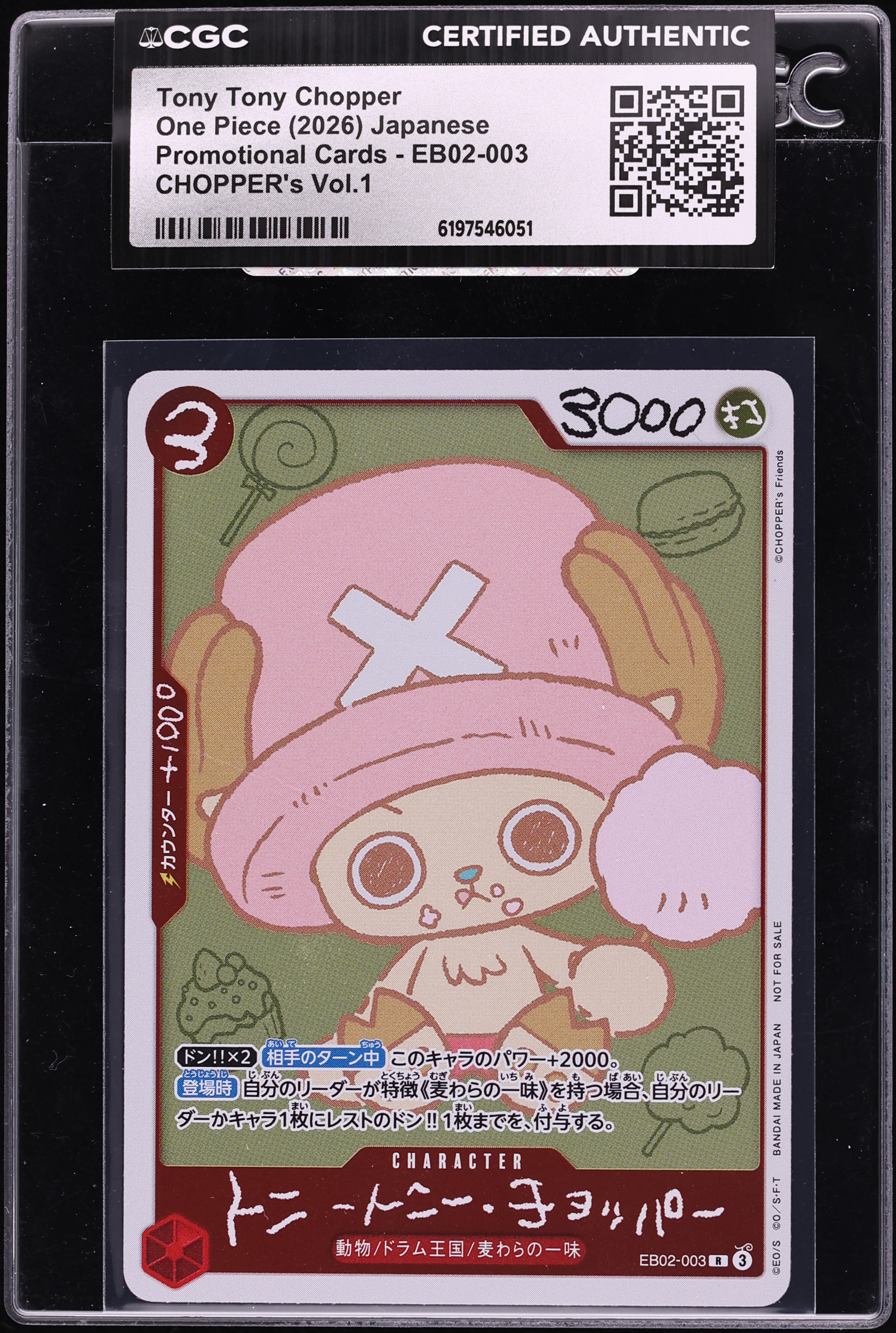 2026 One Piece Japanese Promo CHOPPER's Vol.1 Tony Tony Chopper #EB02-003 CGC AUTH