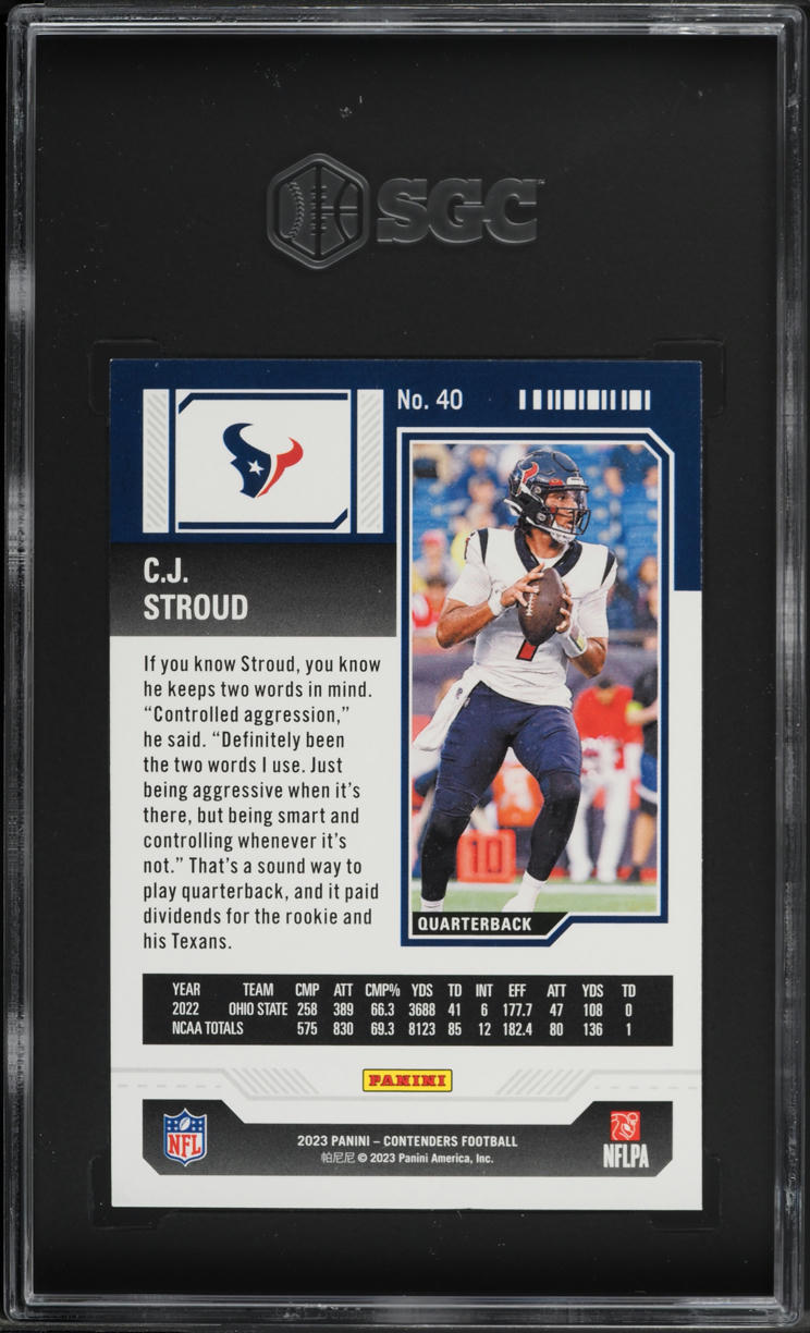 2023 Panini Contenders Bronze Game Ticket CJ Stroud ROOKIE #40 SGC 8 NM-MT
