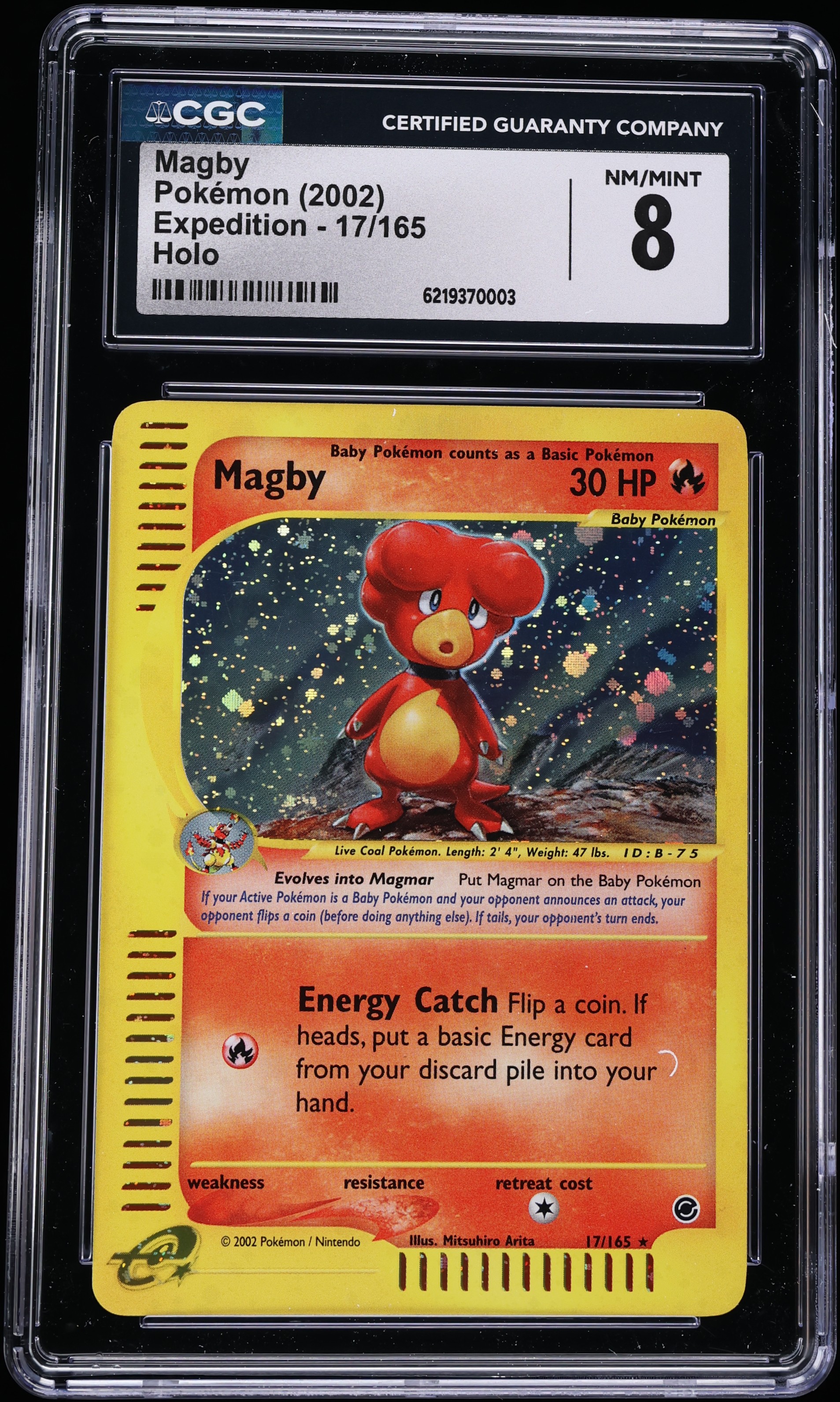 2002 Pokemon Expedition Holo Magby #17 CGC 8 NM-MT