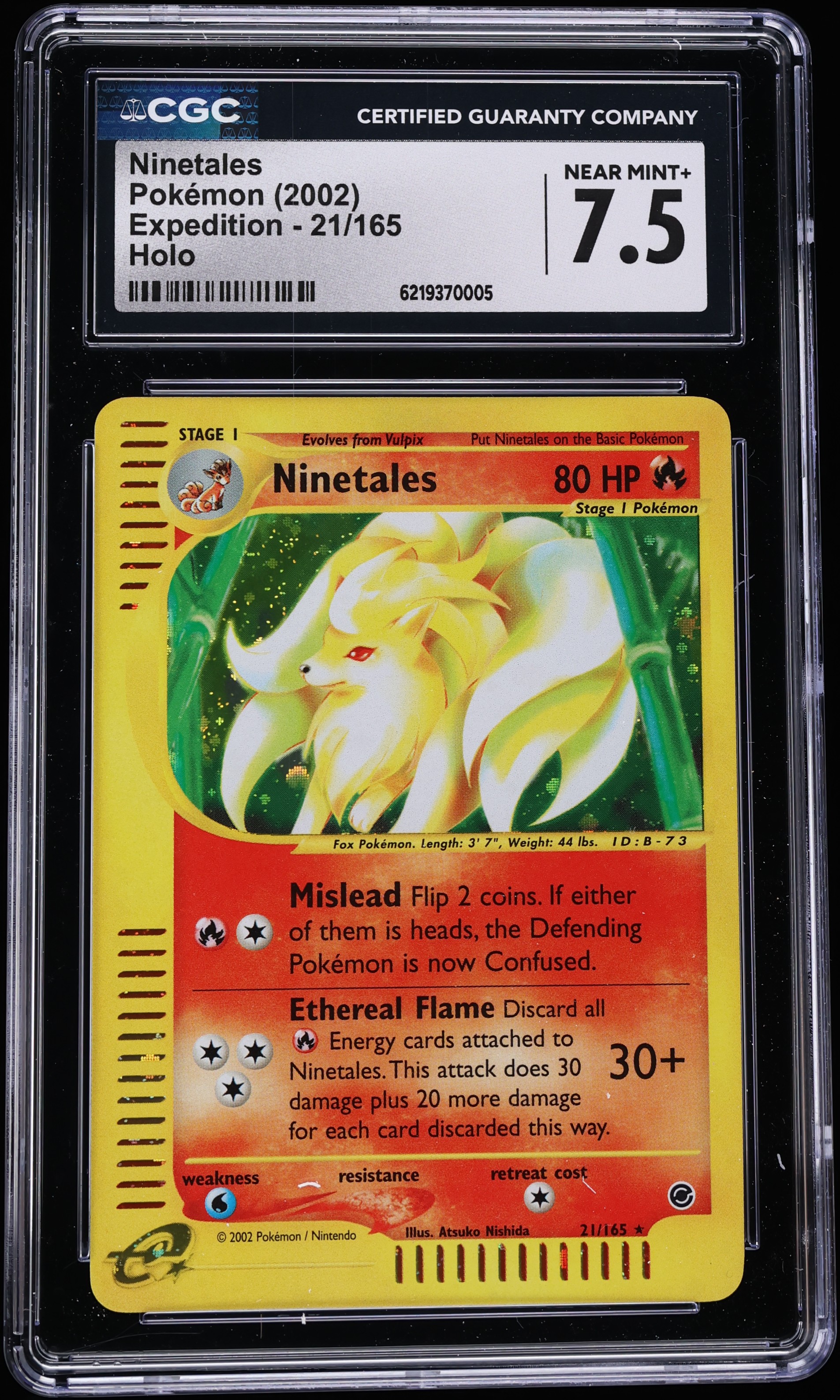 2002 Pokemon Expedition Holo Ninetales #21 CGC 7.5 NRMT+