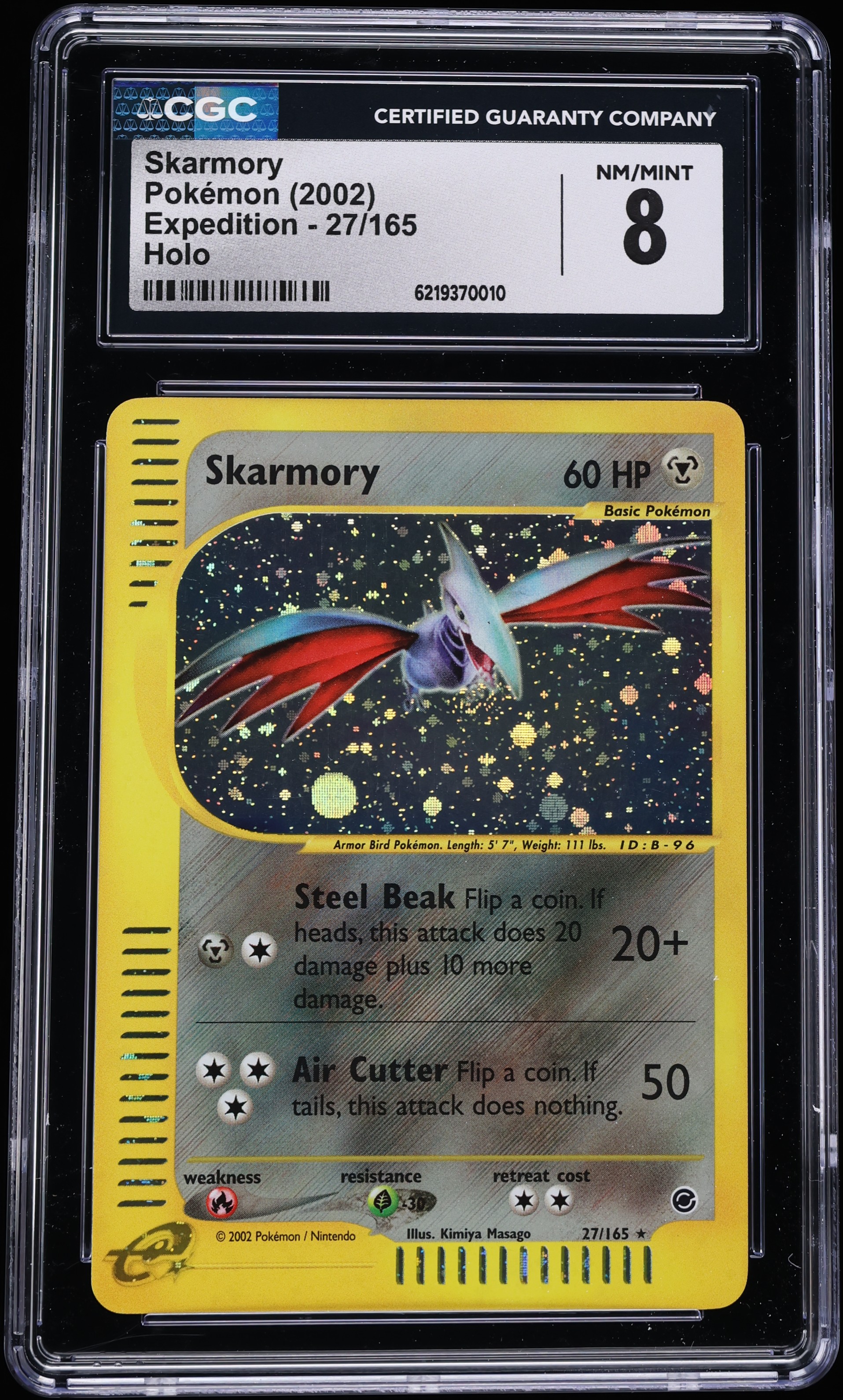 2002 Pokemon Expedition Holo Skarmory #27 CGC 8 NM-MT