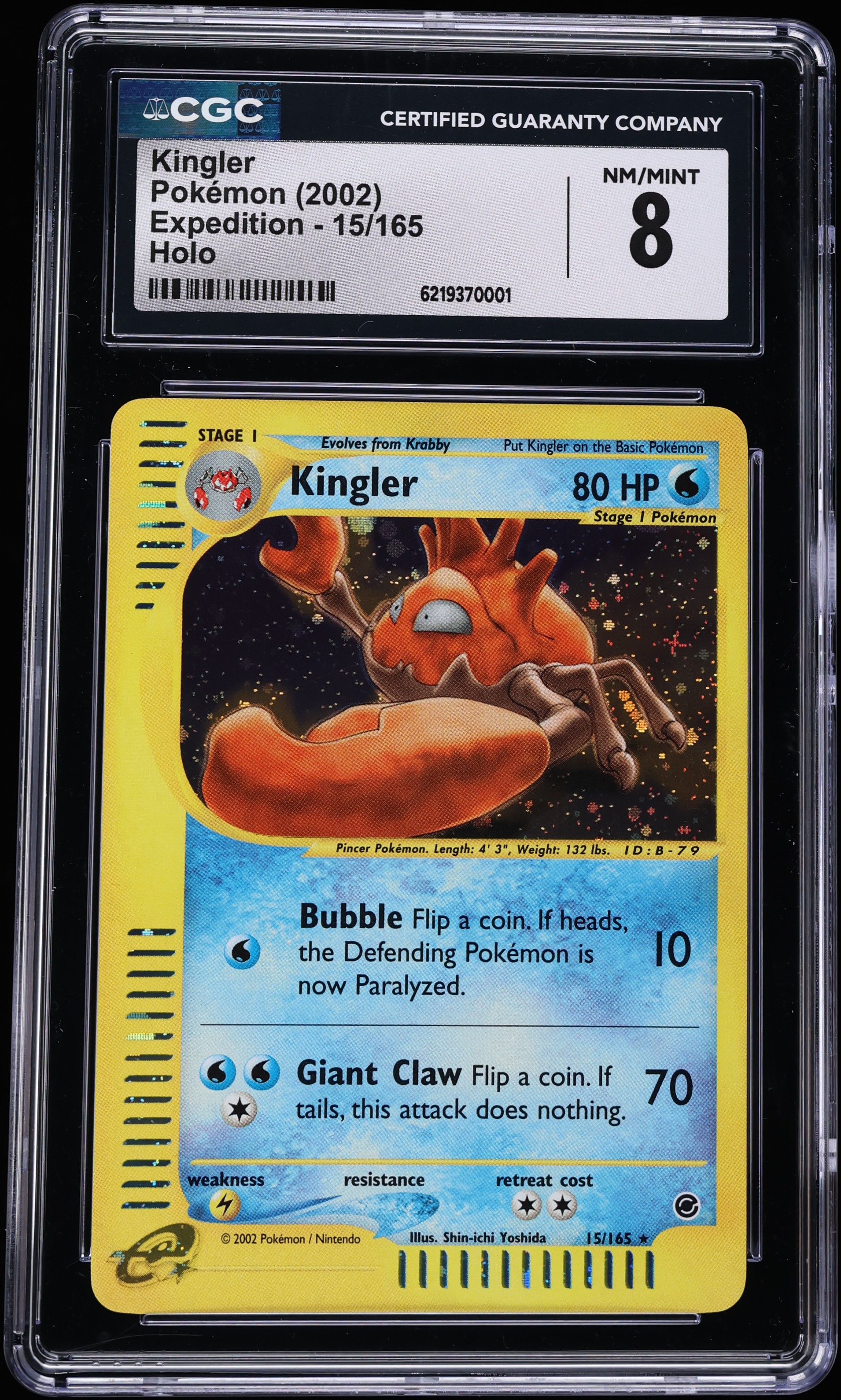 2002 Pokemon Expedition Holo Kingler #15 CGC 8 NM-MT
