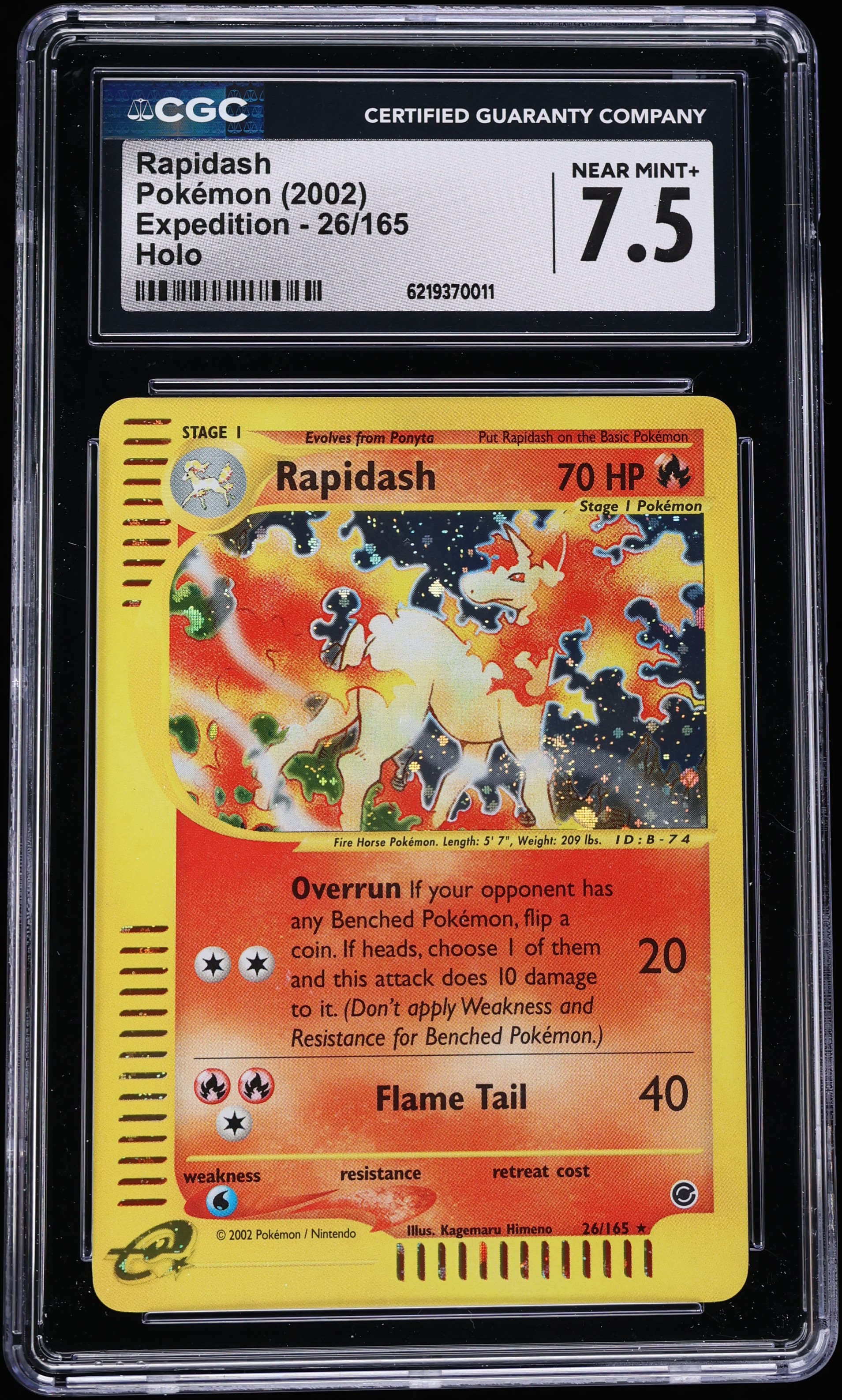2002 Pokemon Expedition Holo Rapidash #26 CGC 7.5 NRMT+