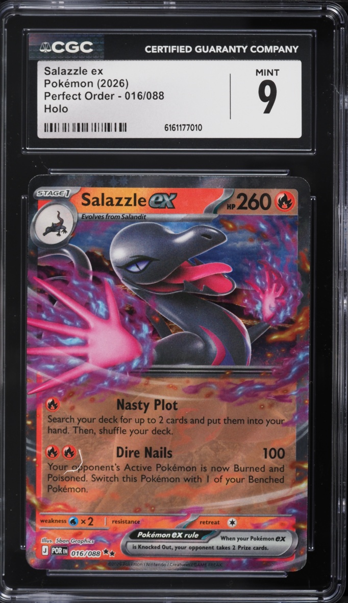 2026 Pokemon Mega Evolution Perfect Order Full Art Salazzle ex #016 CGC 9 MINT
