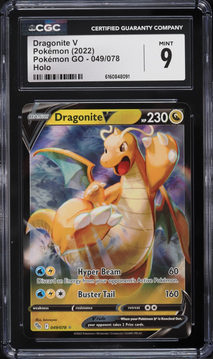 2022 Pokemon Sword & Shield GO Holo Dragonite V #49 CGC 9 MINT