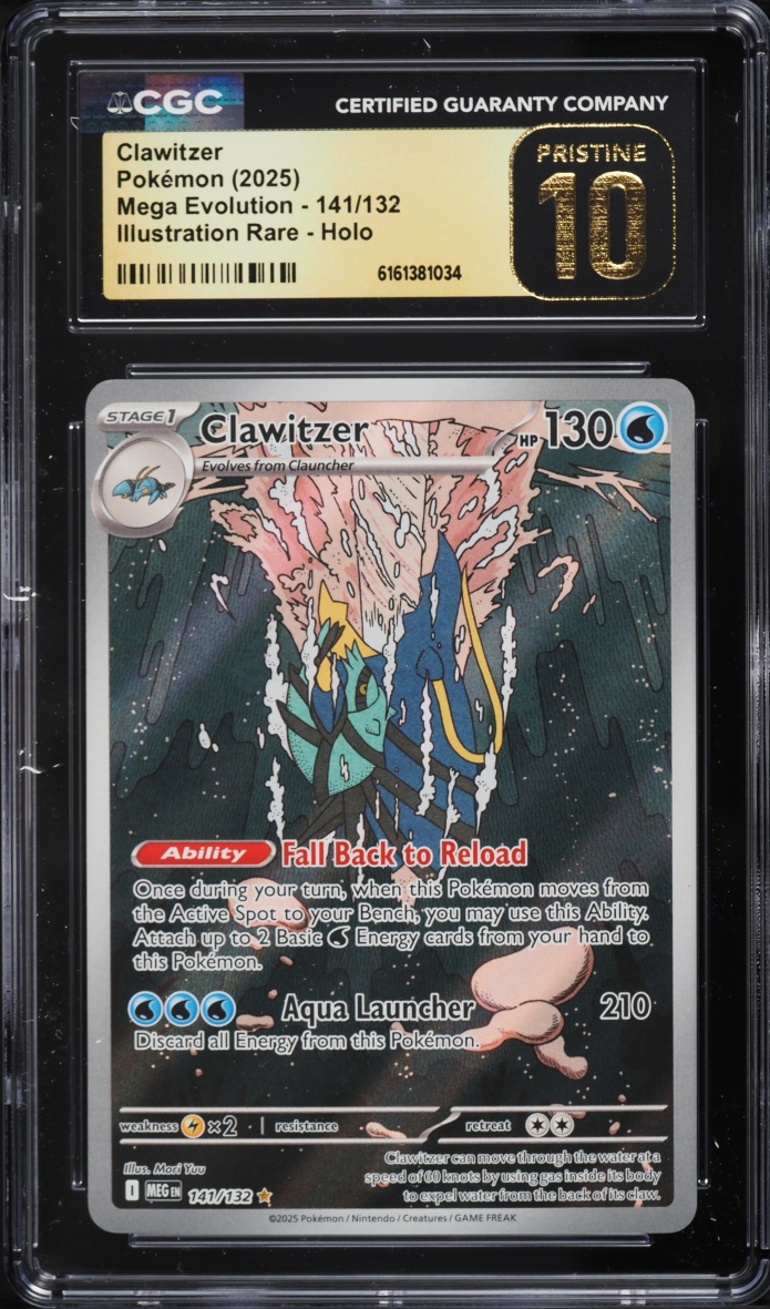 2025 Pokemon Mega Evolution IR Clawitzer #141 CGC 10 PRISTINE