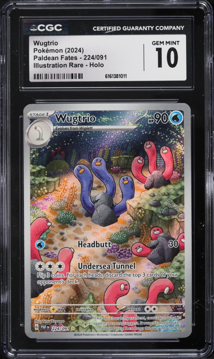 2024 Pokemon Scarlet & Violet Paldean Fates IR Wugtrio #224 CGC 10 GEM MINT