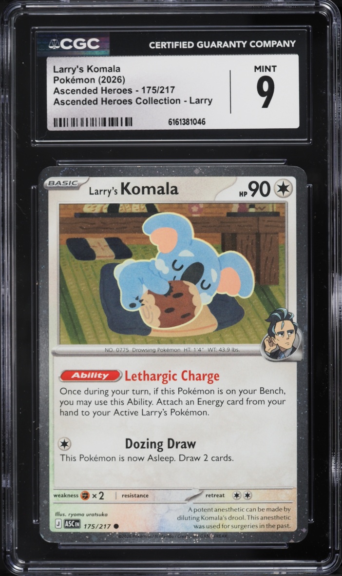 2026 Pokemon Mega Evolution Ascended Heroes Collection Larry's Komala #175 CGC 9 MINT