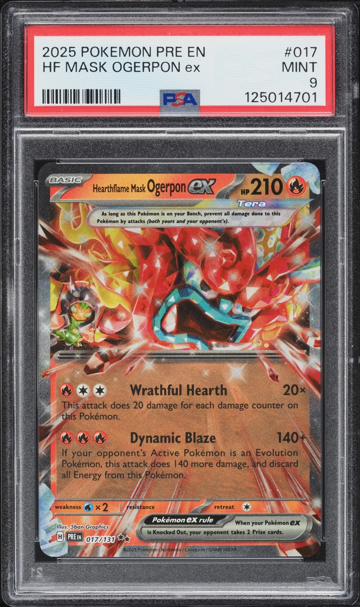 2025 Pokemon Scarlet & Violet Prismatic Evolutions Holo Hearthflame Mask Ogerpon Ex #017 PSA 9