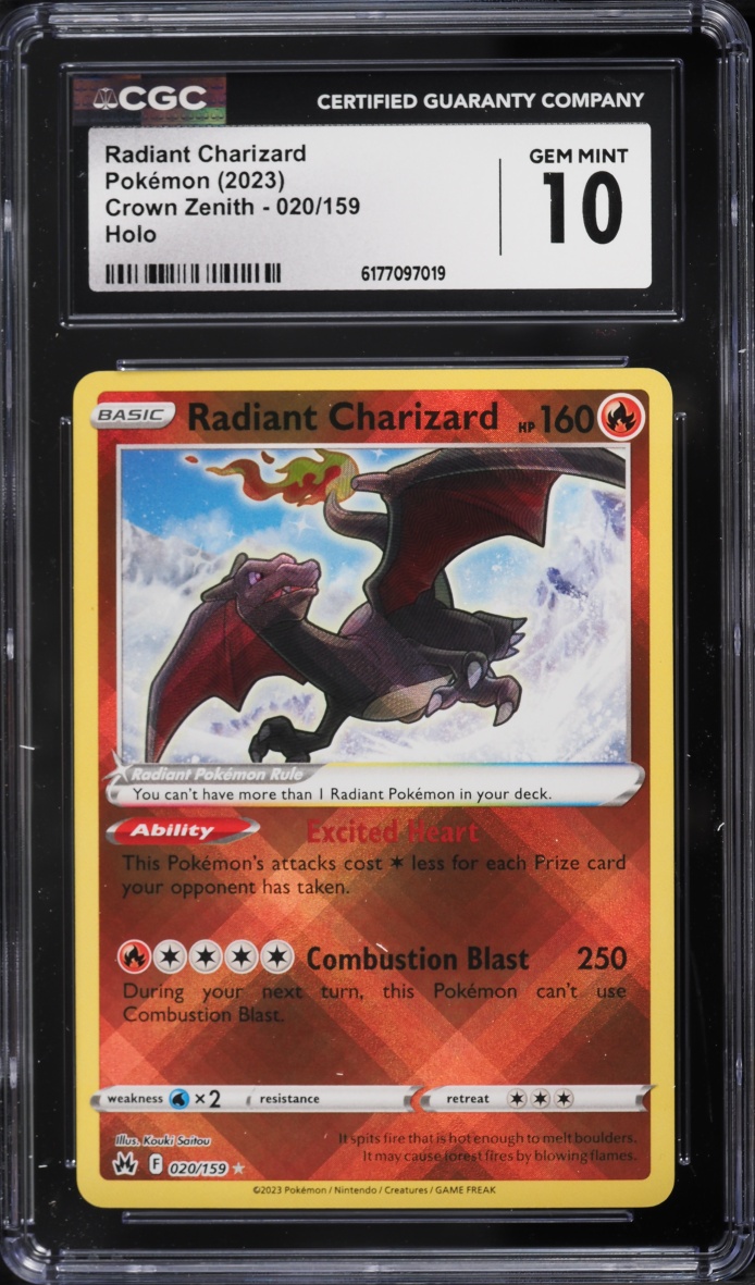 2023 Pokemon Sword & Shield Crown Zenith Holo Radiant Charizard #20 CGC 10 GEM MINT