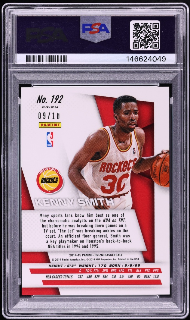2014 Panini Prizm Gold Pulsar Kenny Smith /10 #192 PSA 9 MINT - Photo 2