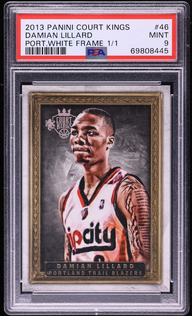2013 Panini Court Kings Portraits White Frame Damian Lillard 1/1 #46 PSA 9 MINT - Photo 1