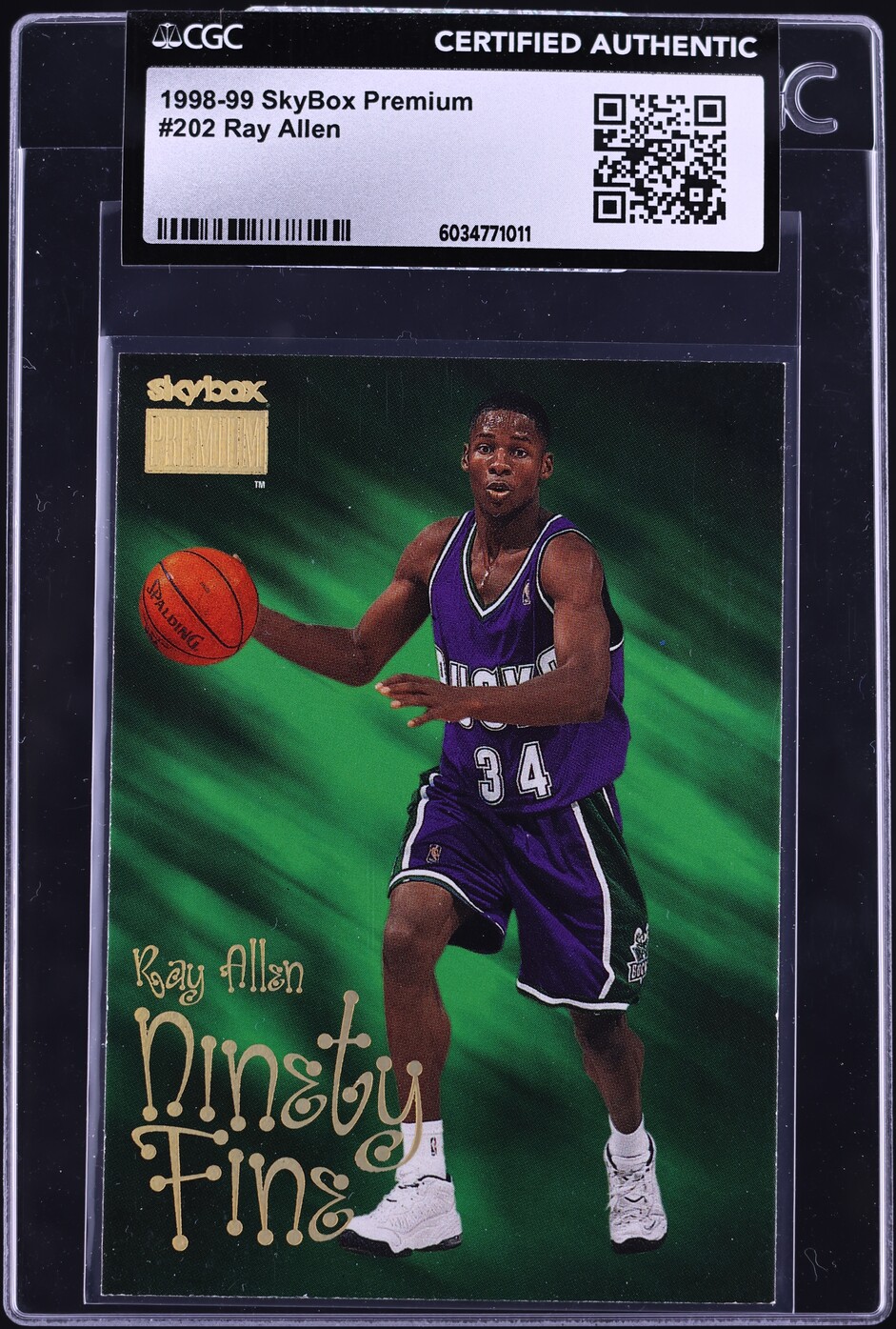 1998 Skybox Premium Ray Allen #202 CGC AUTH on Fanatics Collect