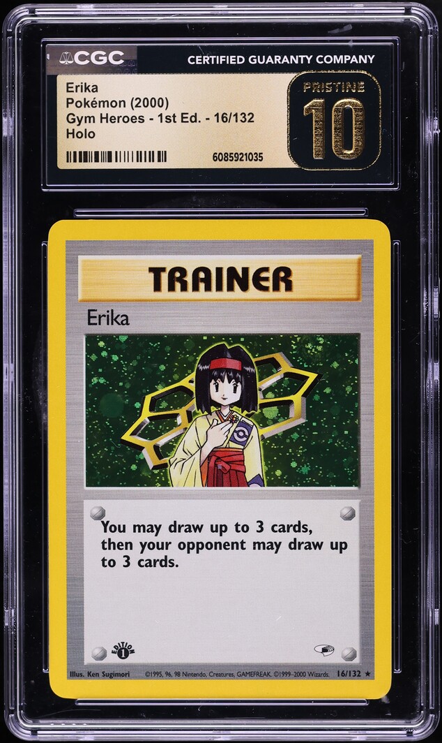 2000 Pokemon Gym Heroes 1st Edition Holo Erika #16 CGC 10 PRISTINE - Photo 1