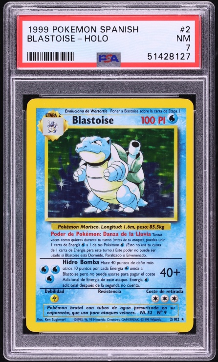 1999 Pokemon Spanish Base Set Holo Blastoise #2 PSA 7 NRMT