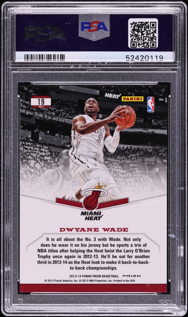 2013 Panini Prizm Dominance Gold Dwyane Wade /10 #19 PSA 10 GEM MINT - Photo 2