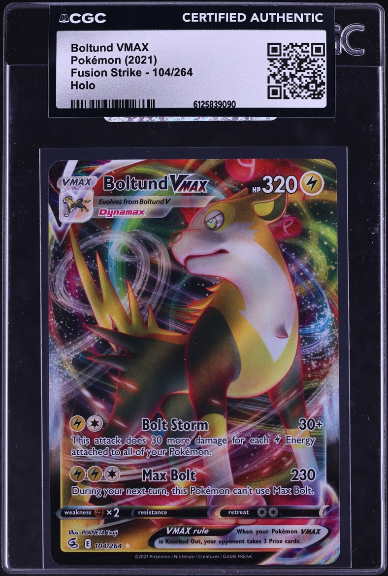 2021 Pokemon Sword & Shield Fusion Strike Boltund VMAX #104 CGC AUTH